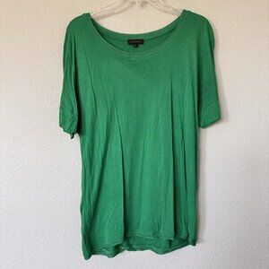 Adolfo Dominguez Bright Green Scoop Neck Shirt Top Size Small Oversized